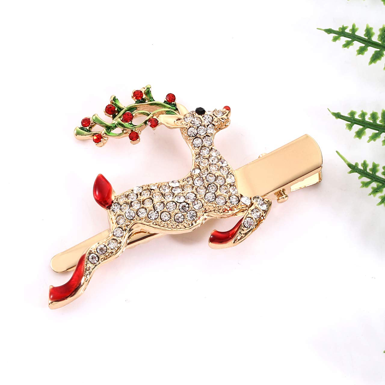 Christmas Hair Clips Hairpin Sparkling Rhinestone Christmas Tree Bells Snowflake Reindeer Hair Barrette Xmas Holiday Party Alligator Hair Clips Hair Accessories for Woman (Snowflake Reindeer)