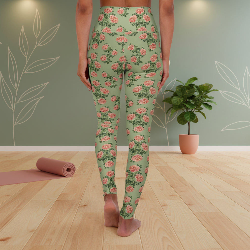 Floral Pink Rose Leggings