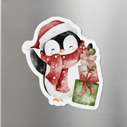 Penguin with Gifts Fridge Magnet