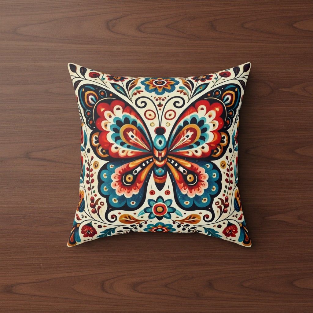 Boho Butterfly Faux Suede Pillow