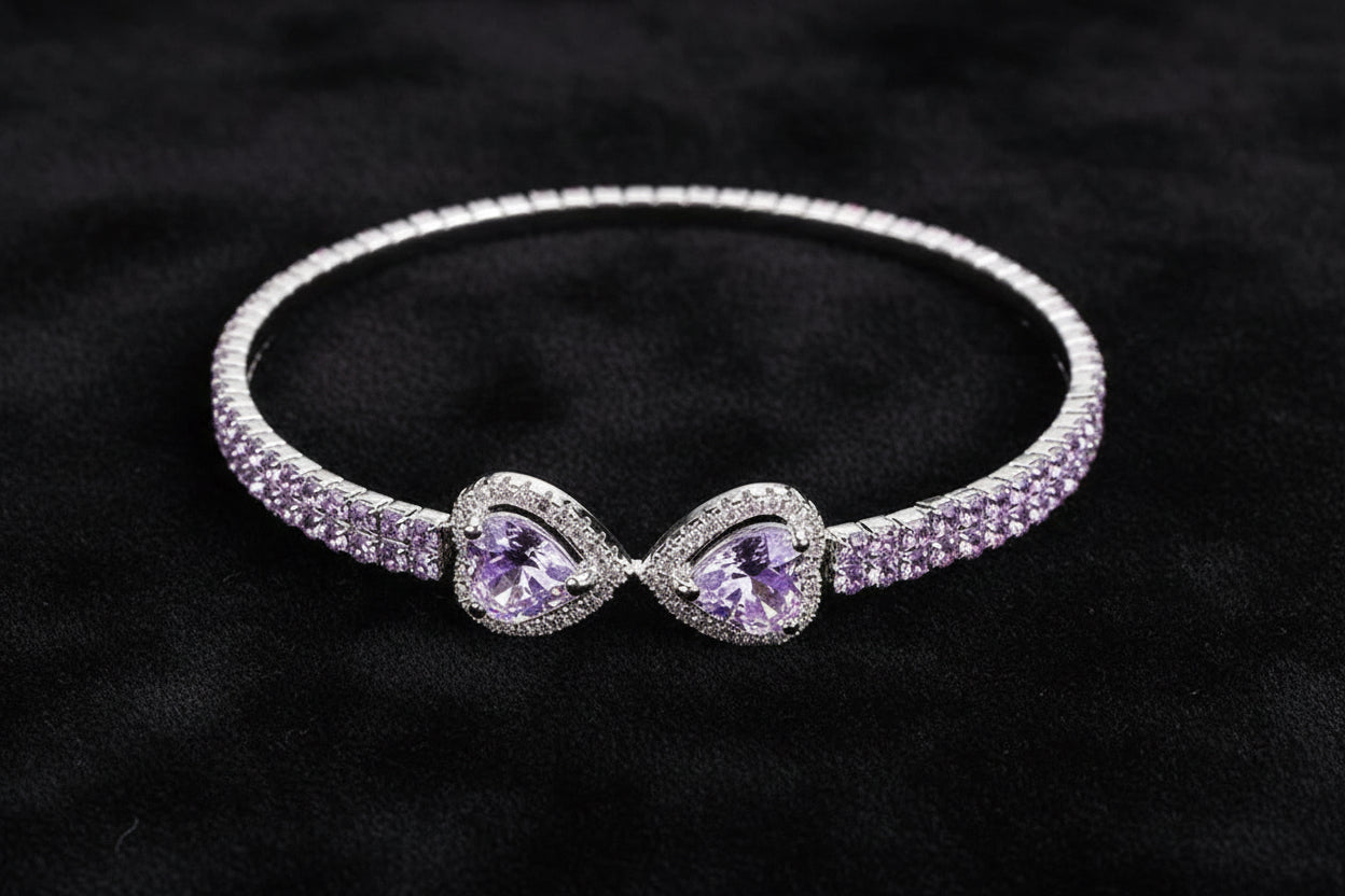 Double Heart End Rhinestone Spring Wrap Bracelet