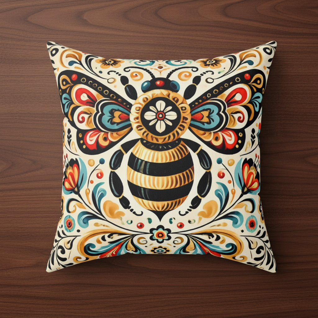 Boho Bee Faux Suede Pillow