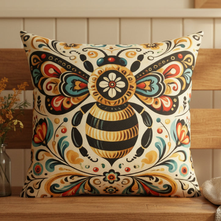 Boho Bee Faux Suede Pillow