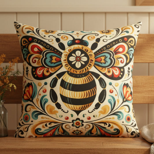 Boho Bee Faux Suede Pillow