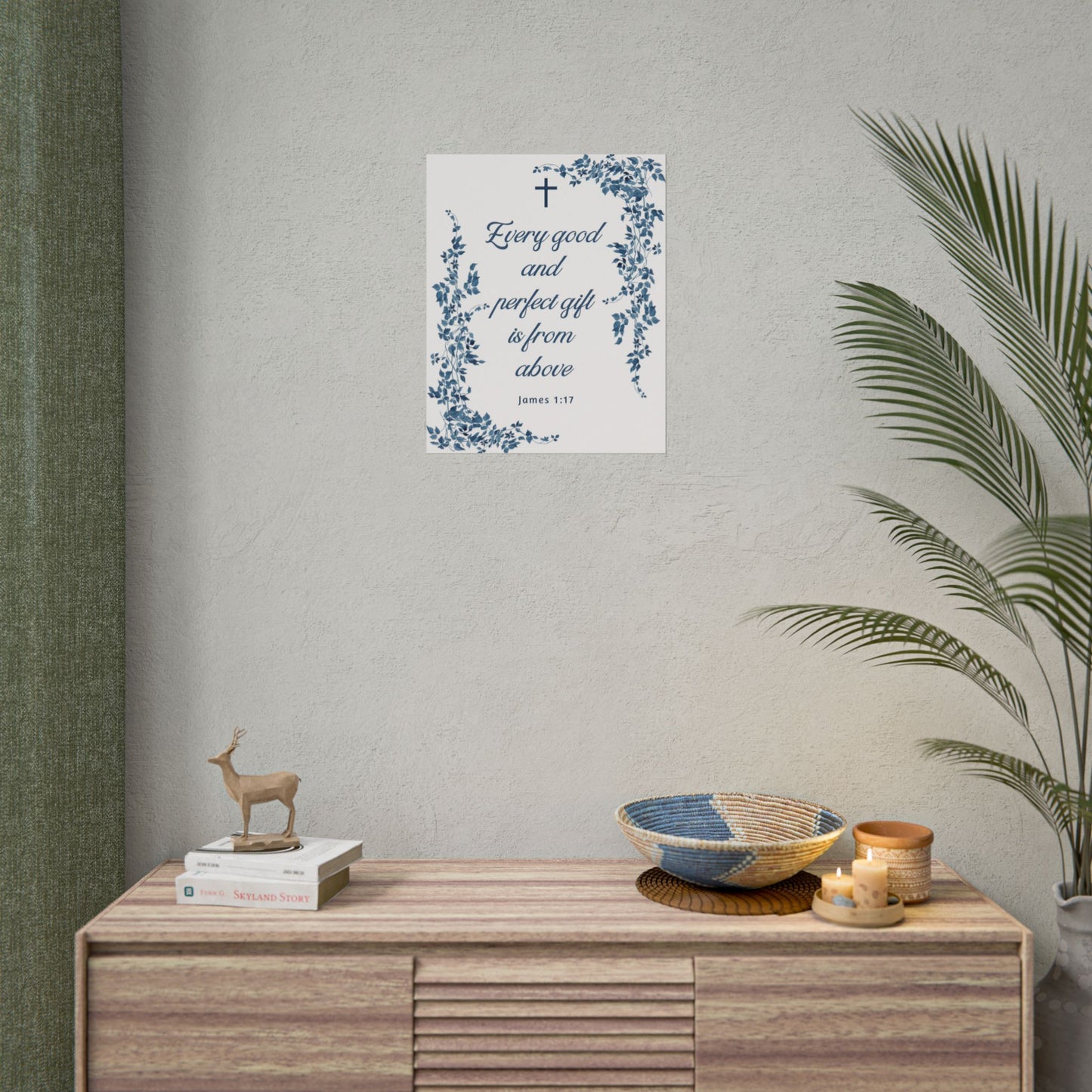 Every good and perfect gift is from above (James 1:17) Floral Scripture Wall Art | Christian Home Decor
