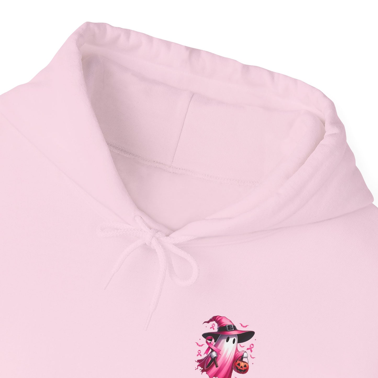 In October We Wear Pink - Cute Ghost - Front & Back Design • Breast Cancer Awareness Hoodie