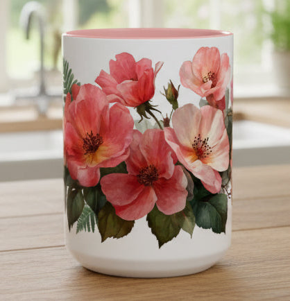Pink Floral Bouquet 15oz Accent Coffee Mug