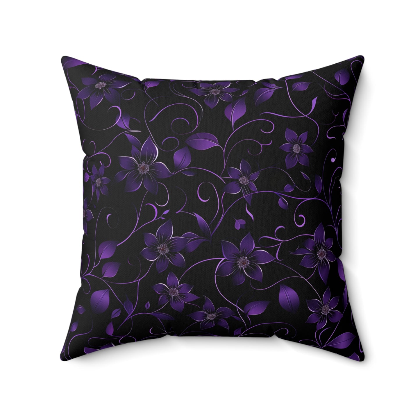 Purple Floral Faux Suede Throw Pillow
