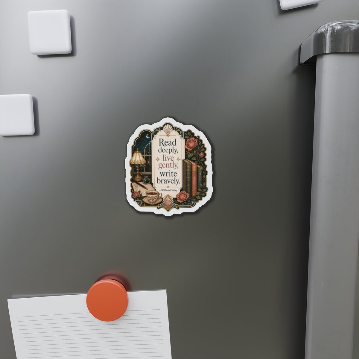 Read Deeply Live Gently Magnet — Literary Vintage Die-Cut Magnet