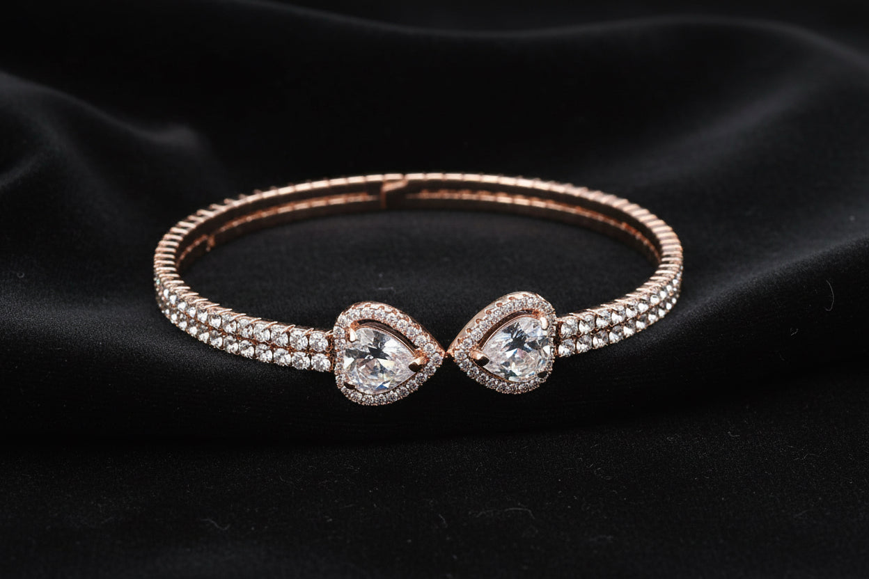 Double Heart End Rhinestone Spring Wrap Bracelet