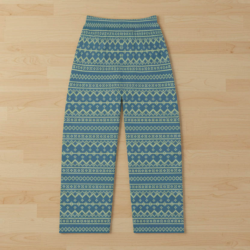 Teal Fair Isle Pattern Women's Pajama Pants