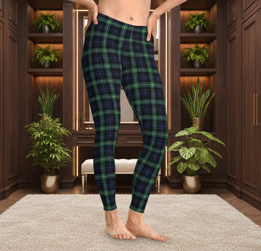 Green and Navy Plaid Leggings