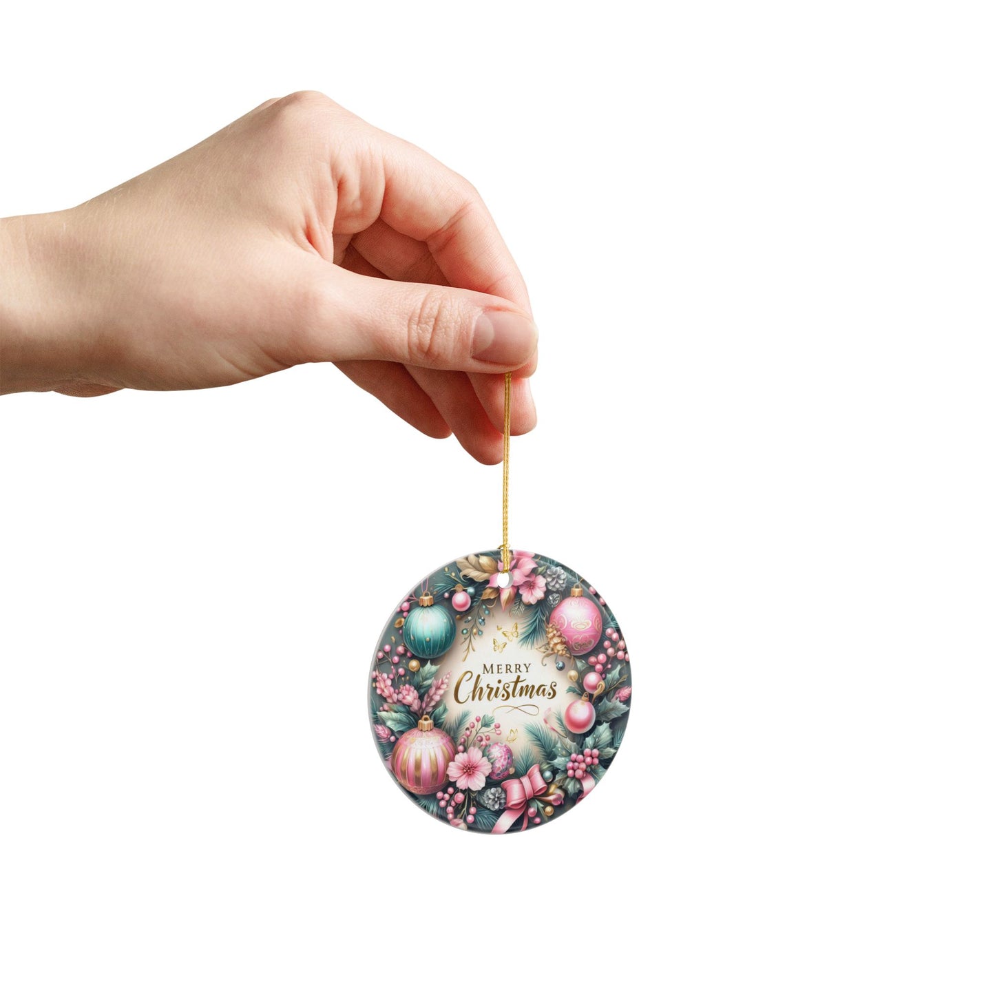 Christmas Elegance Ceramic Ornament