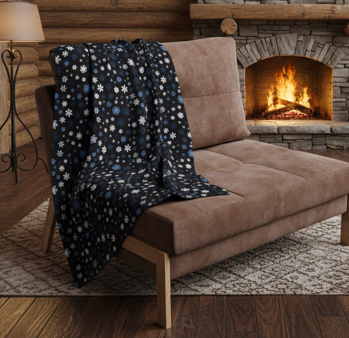 Blue Snowflakes Arctic Fleece Blanket