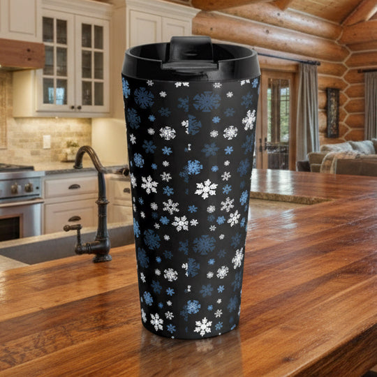 Blue Snowflakes 15oz Stainless Steel Tumbler