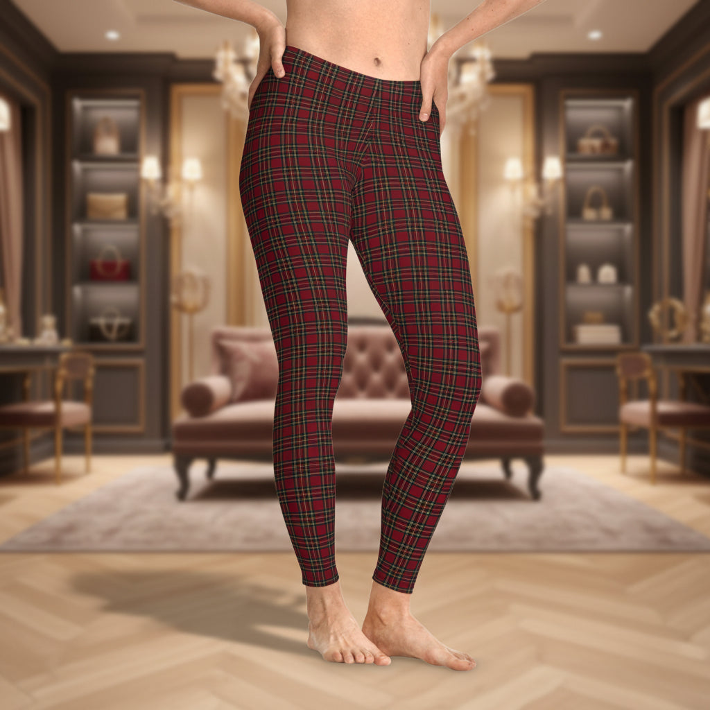 Red Tartan Plaid Leggings