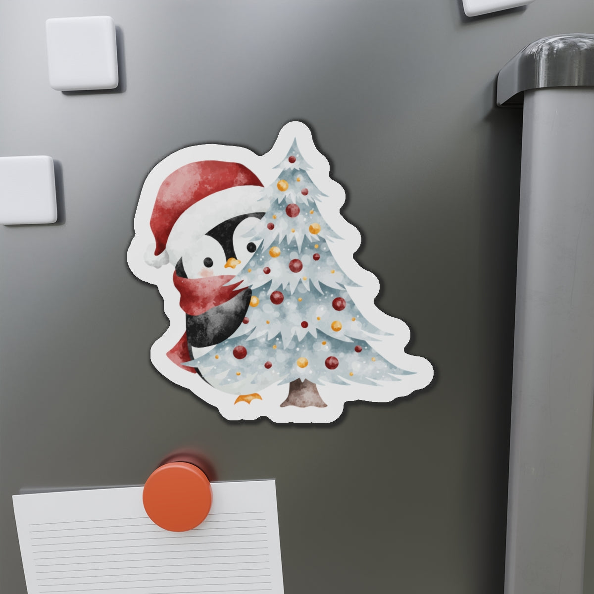 Penguin with Christmas Tree Fridge Magnet