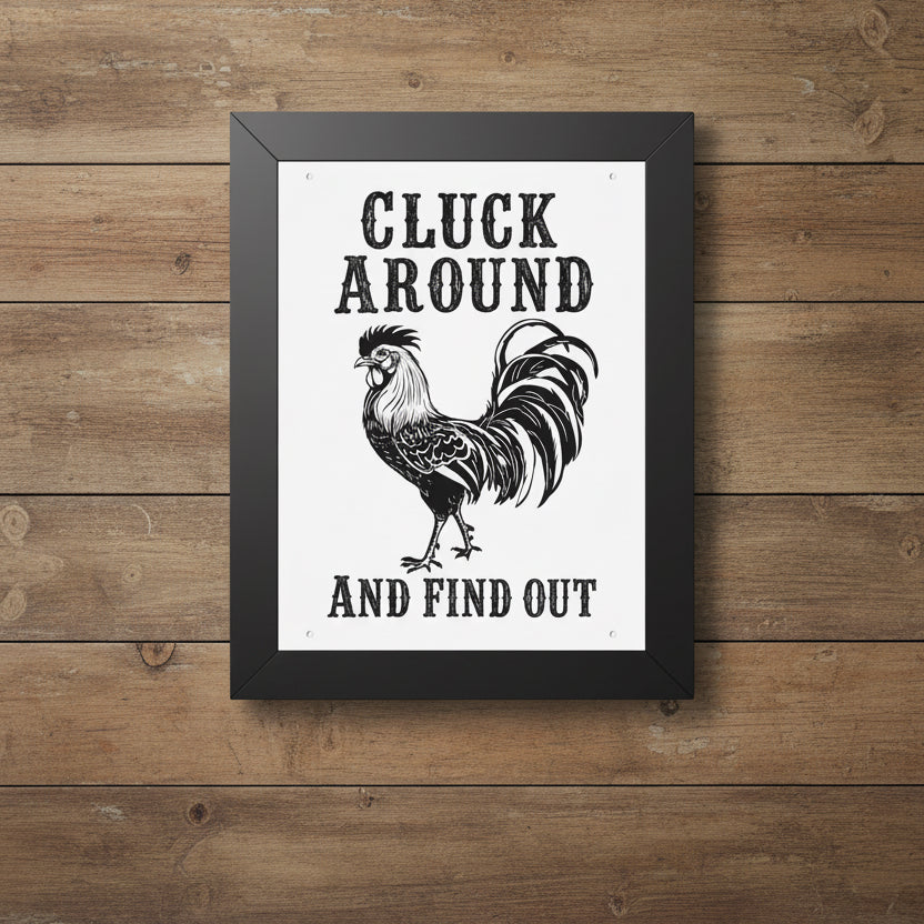 Cluck Around and Find Out Rooster Farmhouse Framed Wall Art