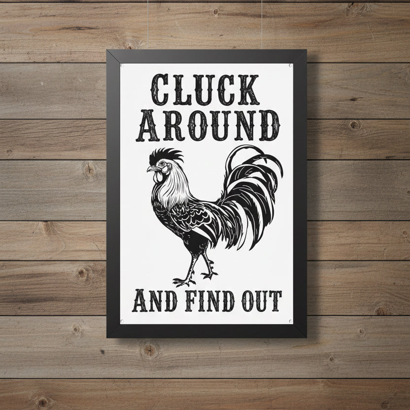 Cluck Around and Find Out Rooster Farmhouse Framed Wall Art