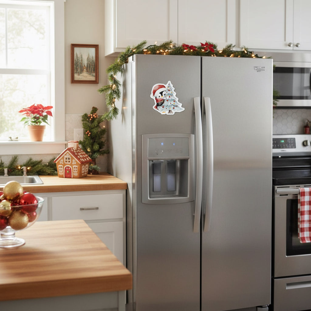 Penguin with Christmas Tree Fridge Magnet