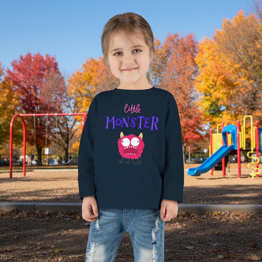 Little Pink Monster Toddler Long Sleeve Tee