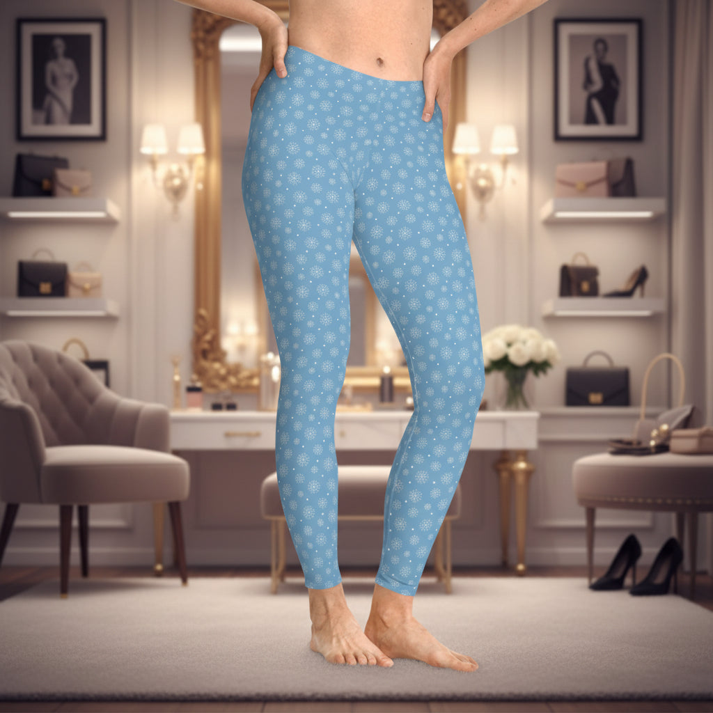 Blue Snowflake Leggings