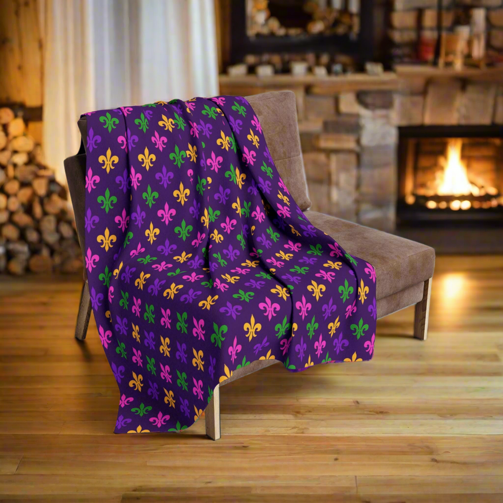 Mardi Gras Fleur-de-Lis Fleece Blanket