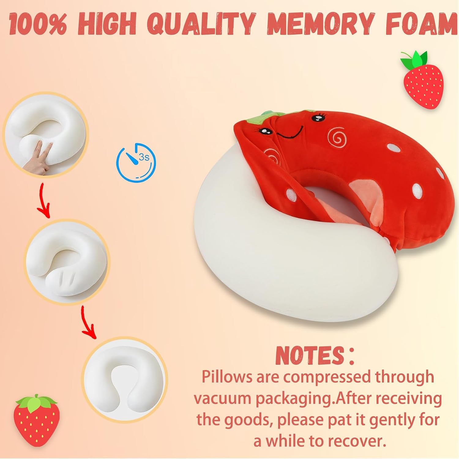Kids Neck Pillow for Travel with Sleep Eye Mask | Memory Foam Flight Sleeping Headrest Pillow 