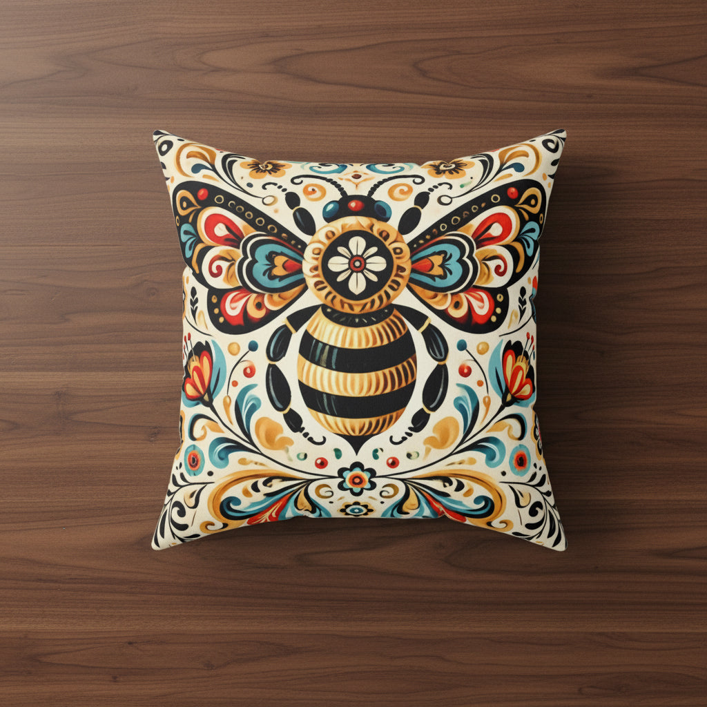 Boho Bee Faux Suede Pillow