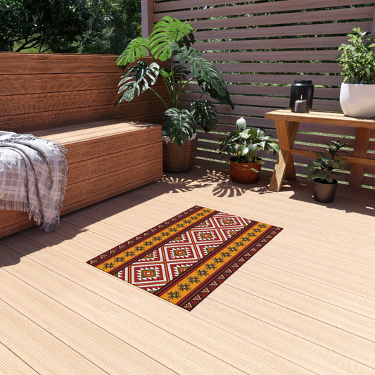 Southwestern Diamond Outdoor Rug — Boho Tribal Patio Mat