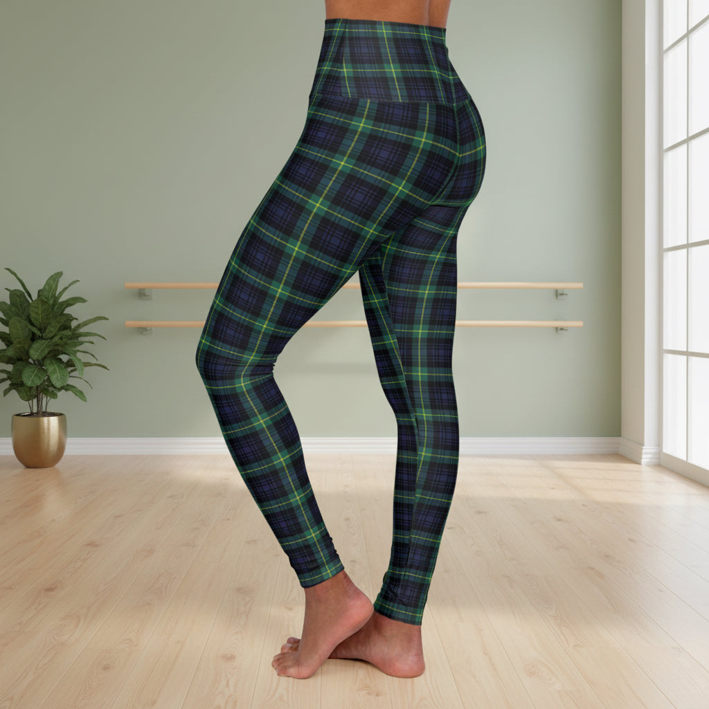 Navy Green Tartan Plaid Leggings