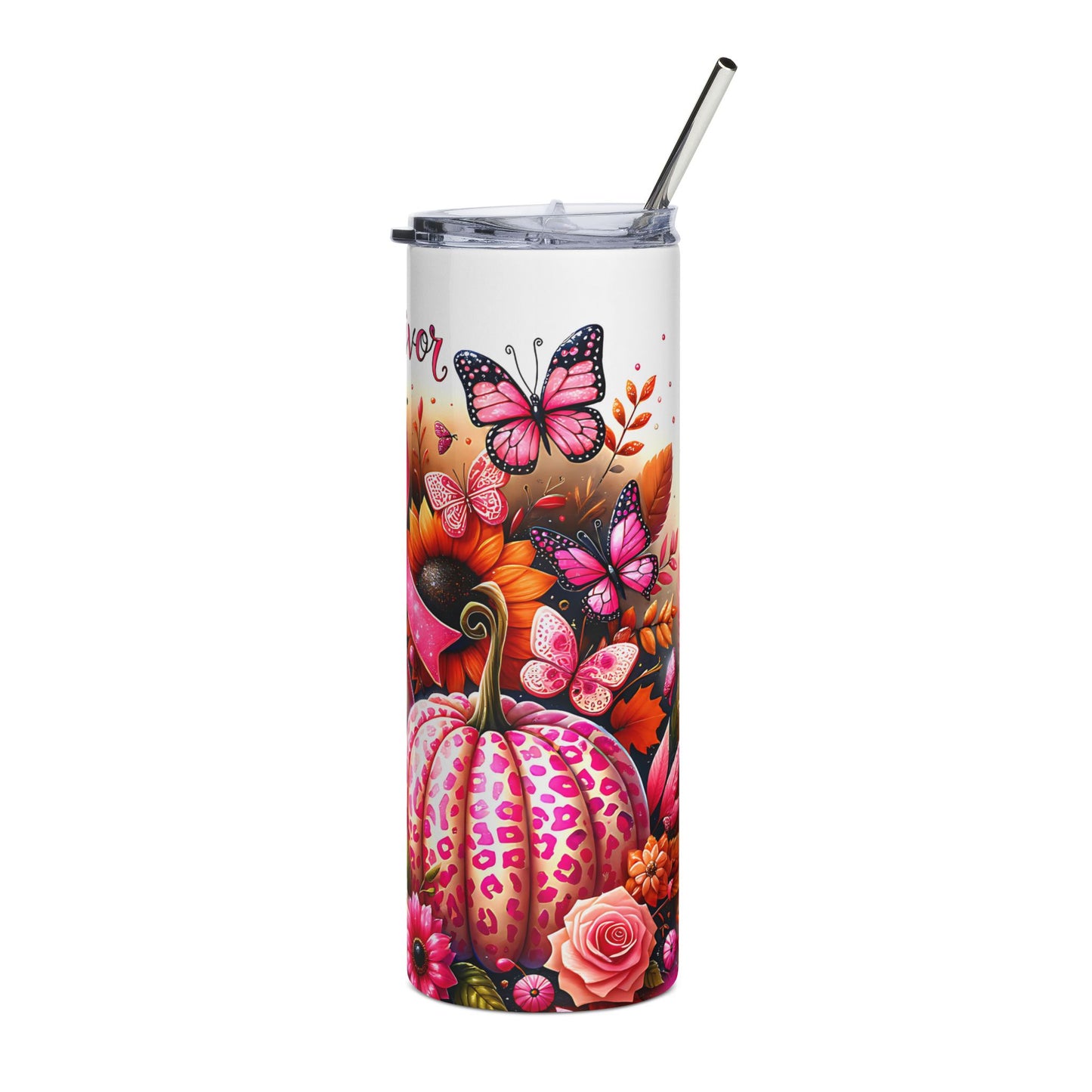 Fall Themed Cancer Survivor 20oz Stainless Steel Tumbler
