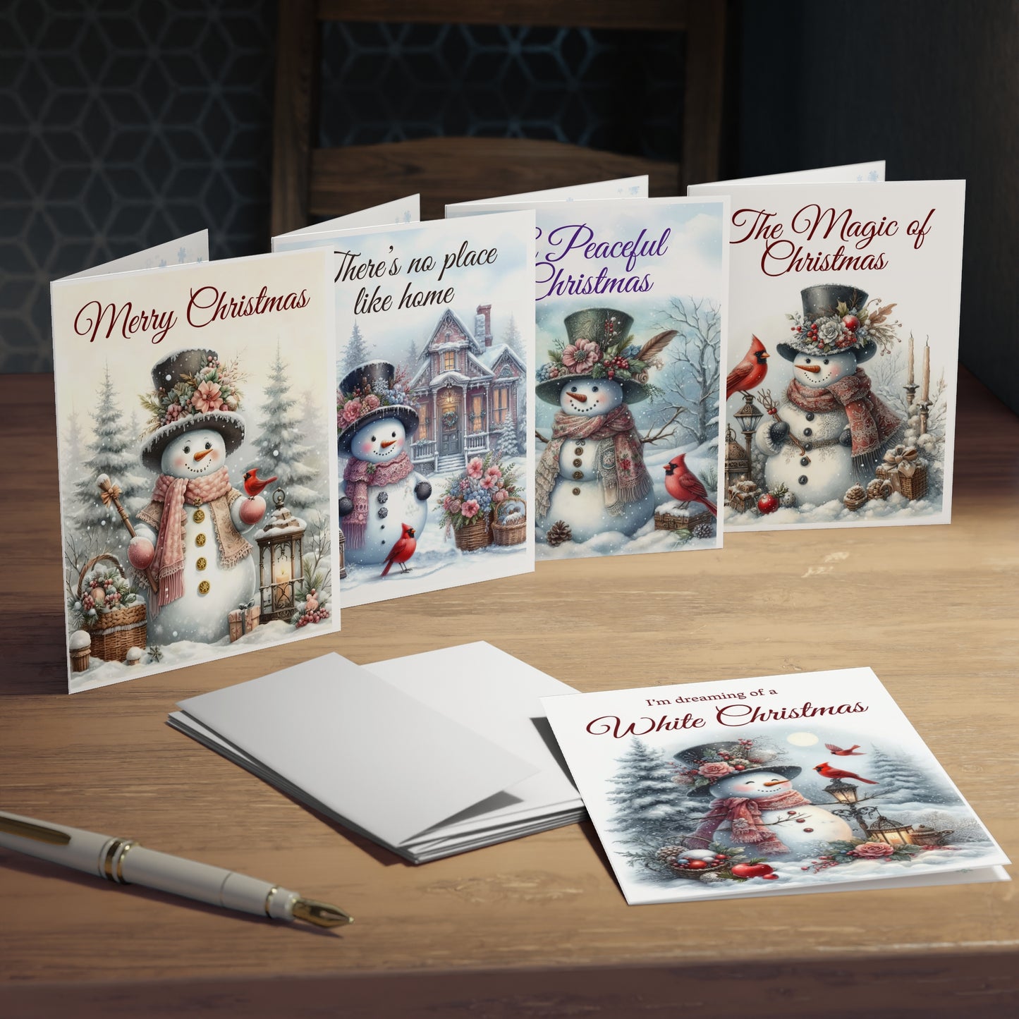 Victorian Snowman Christmas Card Collection – Set of 5
