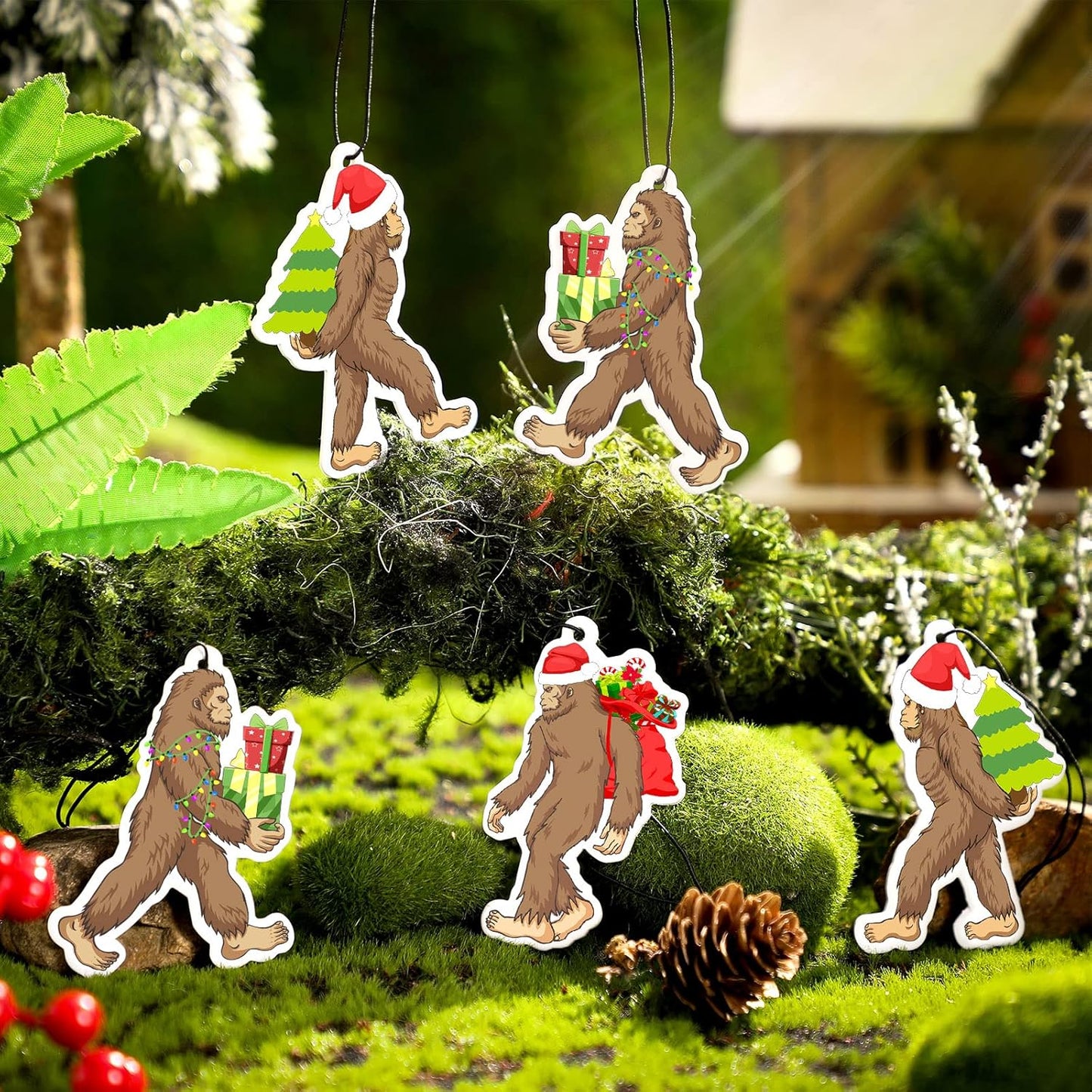 6 Pcs Air Freshener Christmas Foot Sasquatch Gifts Funny Hanging Car Air Freshener for Women Men Automotive Accessories, Pine Scent, 3.15 Inches, 3 Styles