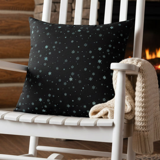 Midnight Snowflakes Faux Suede Pillow