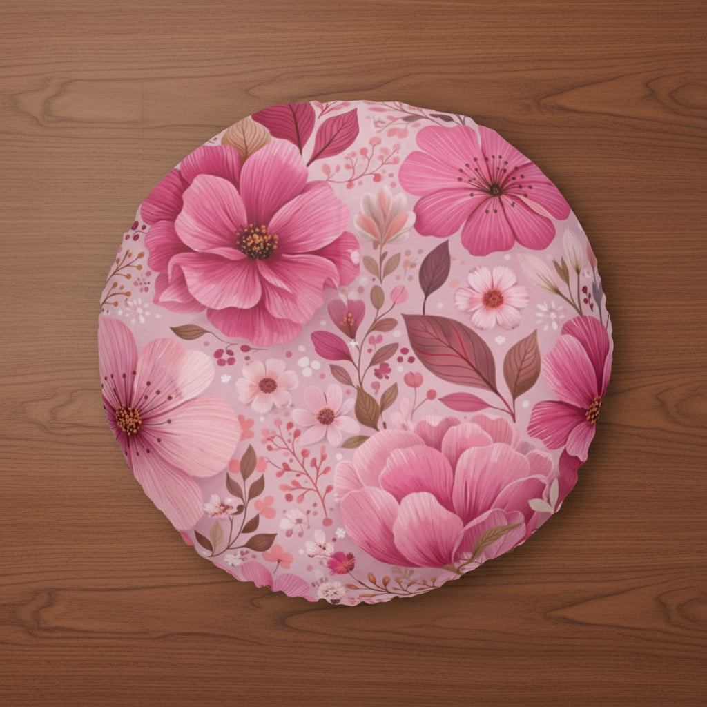 Pink Floral Floor Pillow
