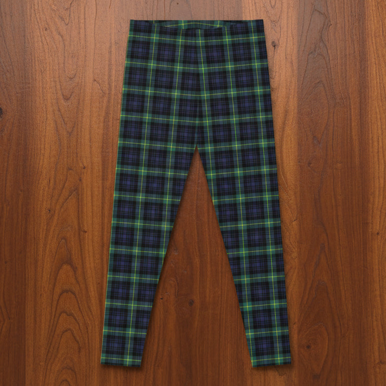 Green and Navy Plaid Leggings