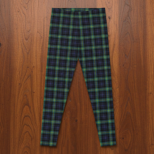 Green and Navy Plaid Leggings