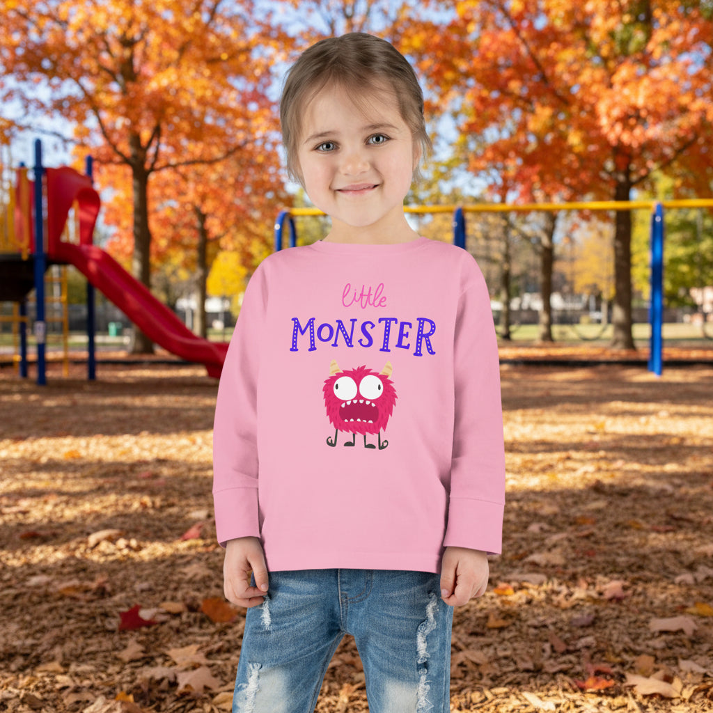 Little Pink Monster Toddler Long Sleeve Tee