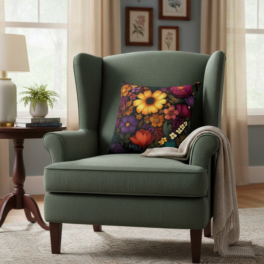 Twilight Garden Faux Suede Pillow