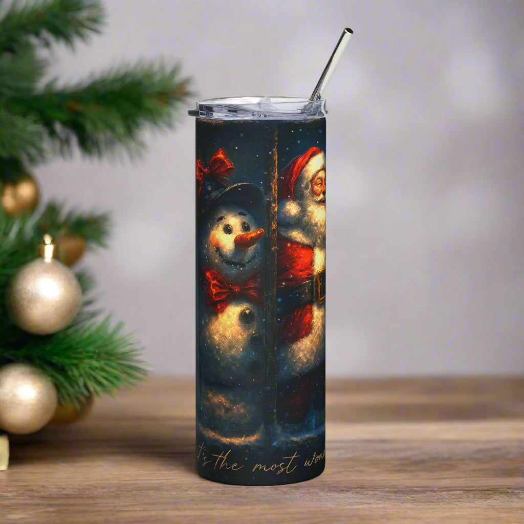 Vintage Christmas Window 20oz Stainless Steel Tumbler