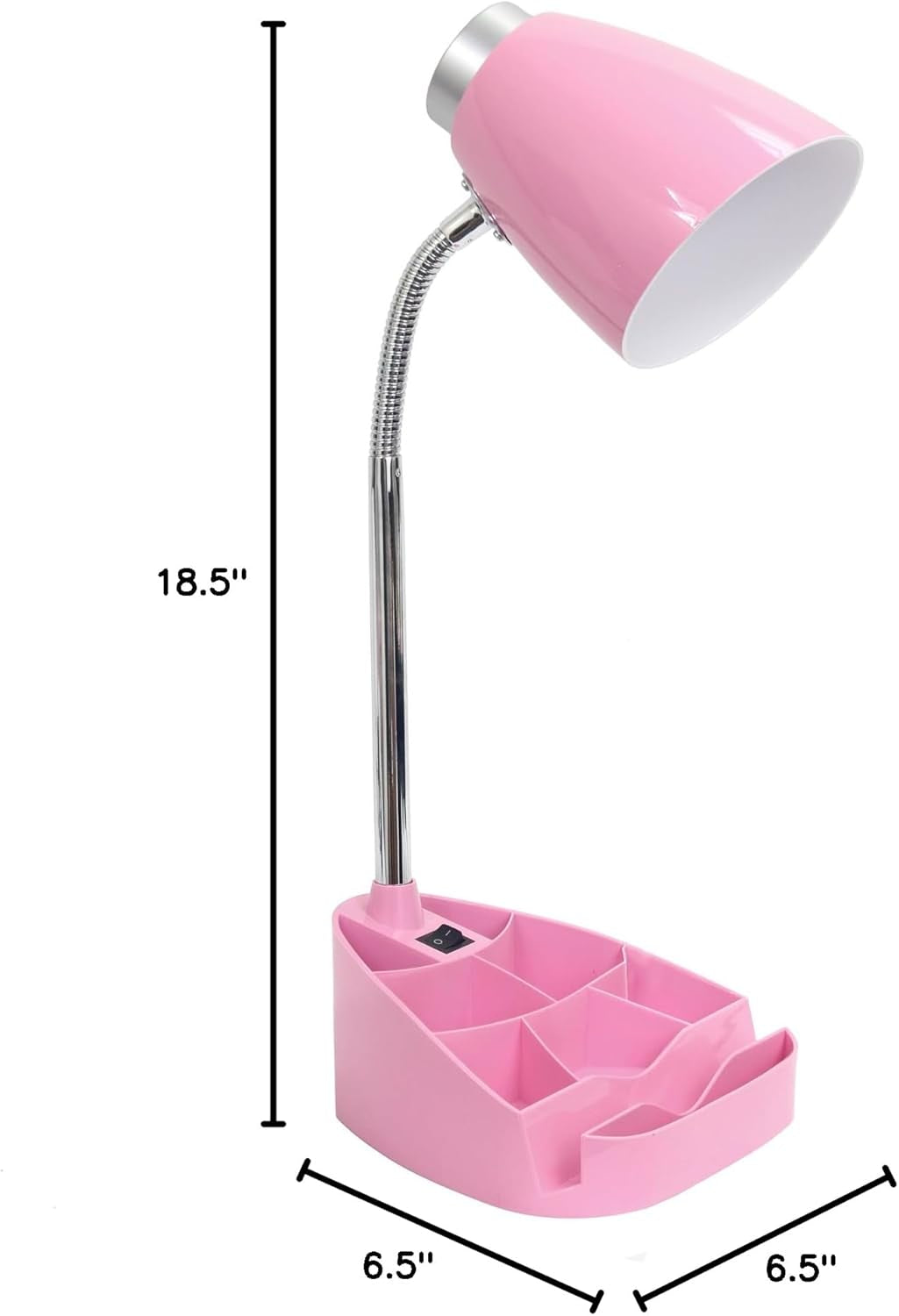 LD1002-PNK Gooseneck Organizer Desk Lamp with Ipad Tablet Stand Book Holder, Pink