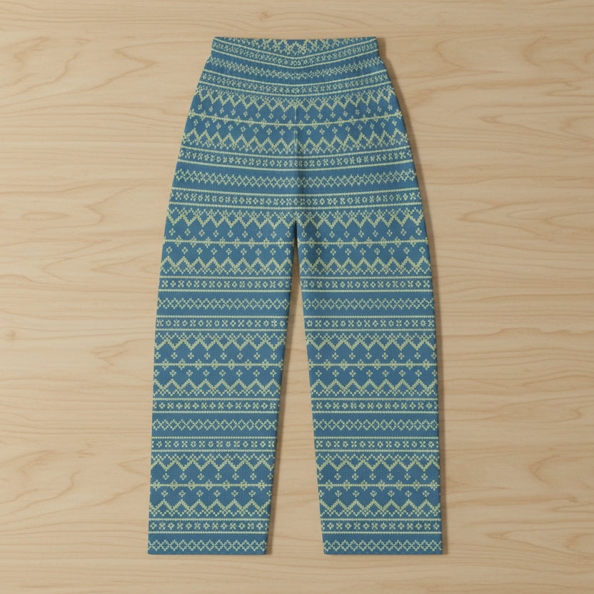 Teal Fair Isle Pattern Women's Pajama Pants