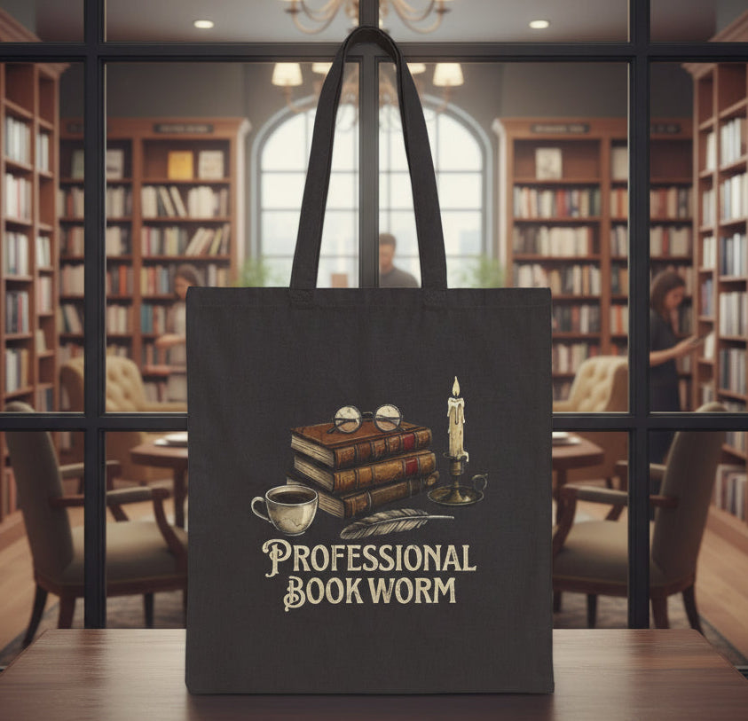 Professional Bookworm Vintage Books & Tea Literary Tote