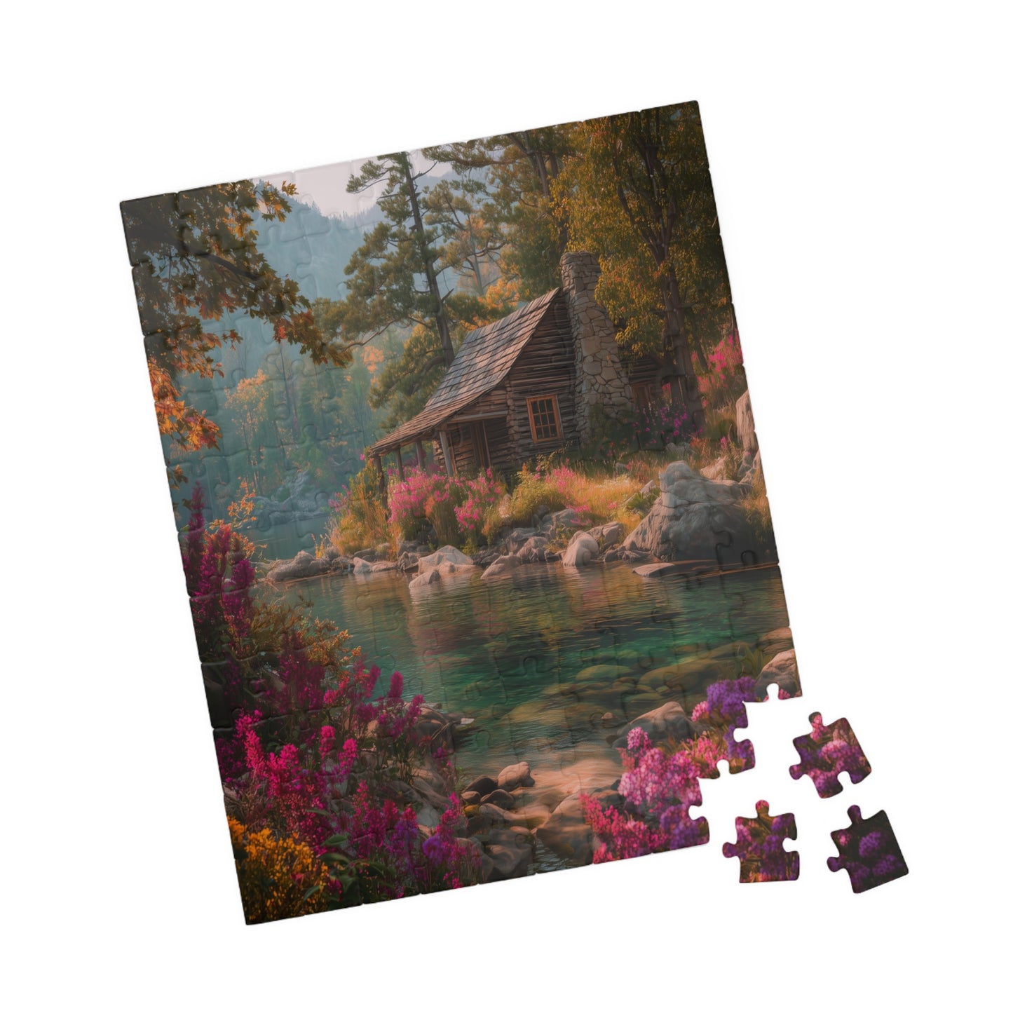 Scenic Lakeside Cabin Jigsaw Puzzle — 110/252/529/1014 pcs