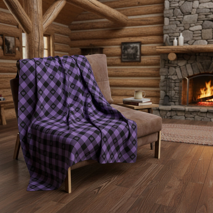 Purple Buffalo Plaid Fleece Blanket