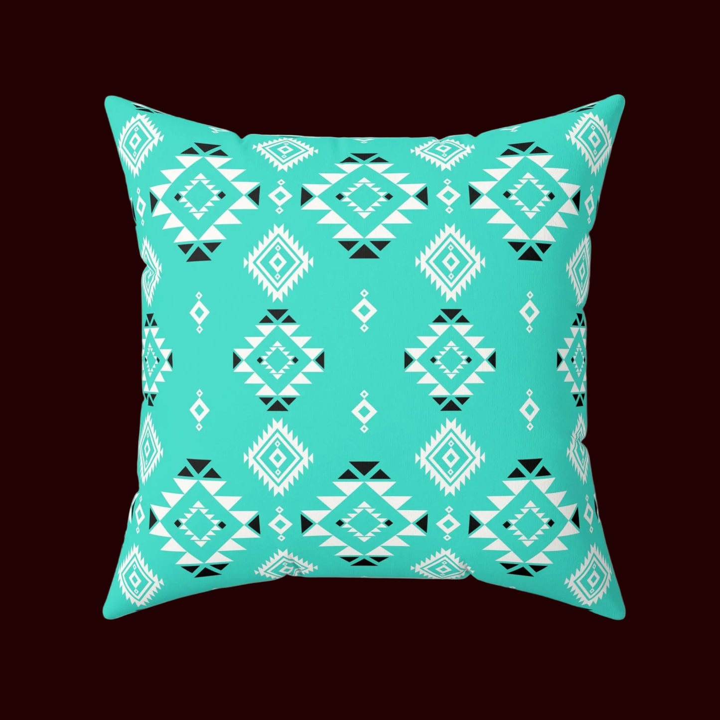 Turquoise Tribal Motif Faux Suede Pillow