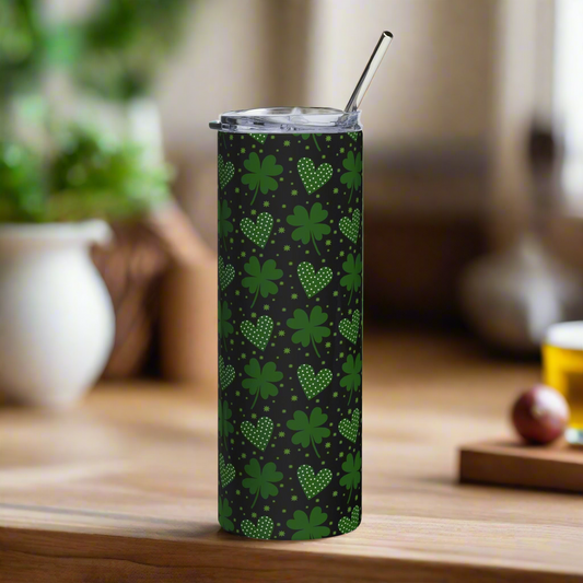 St. Patrick’s Four Leaf Clovers & Hearts 20oz Stainless Steel Tumbler