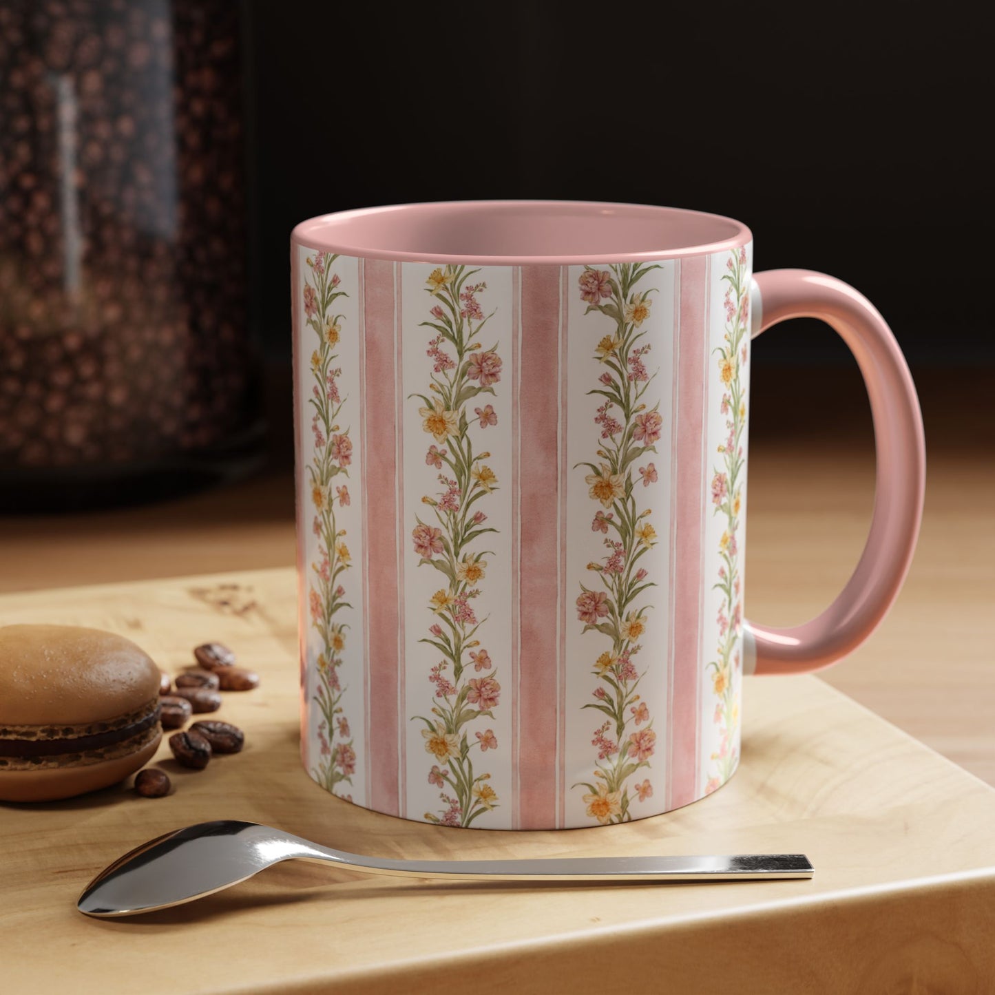 Floral Stripe Accent Coffee Mug | 11oz, 15oz