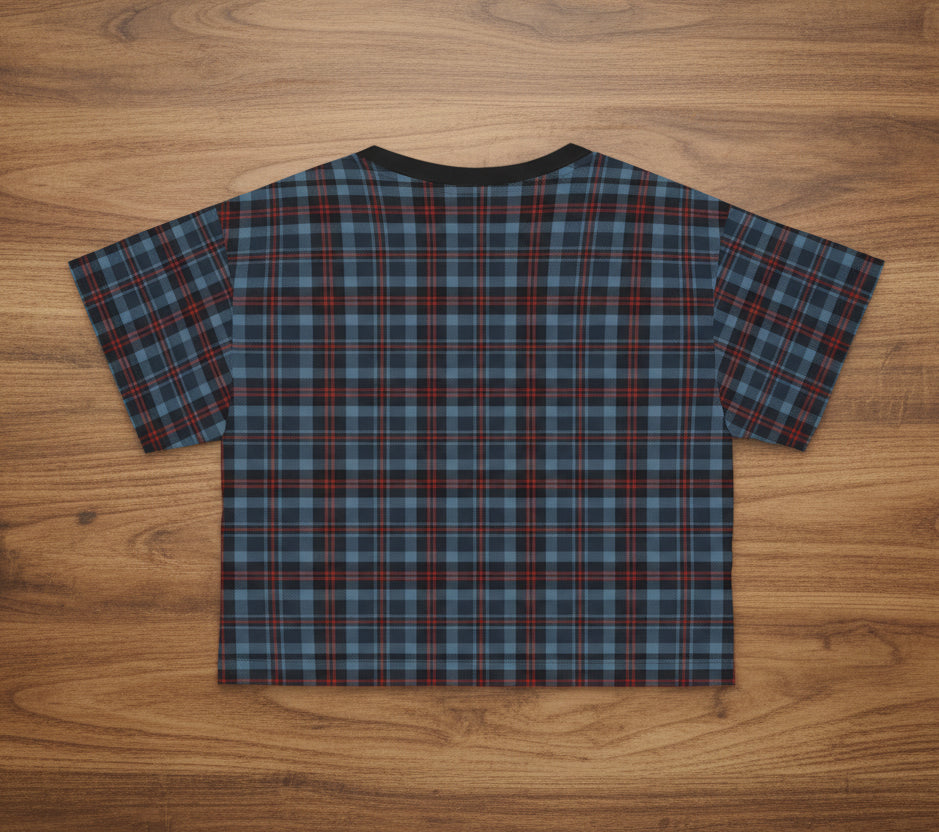 Highland Hearth Blue Plaid Crop Top